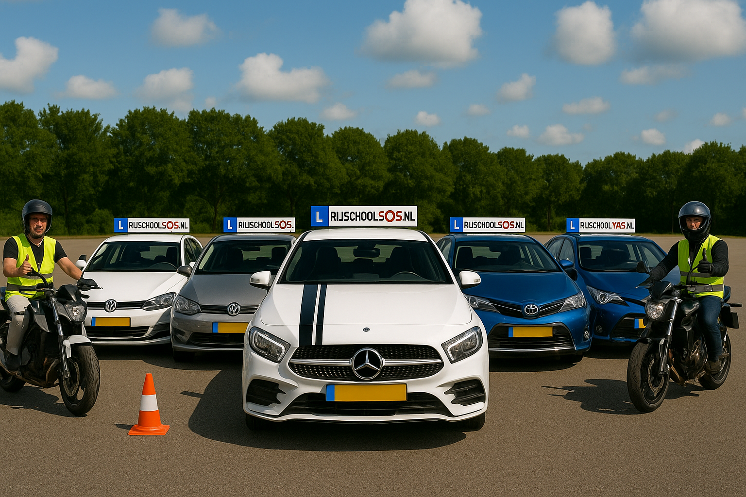 Rijinstructeur en leerling in lesauto Rijschool sOs Hoofddorp